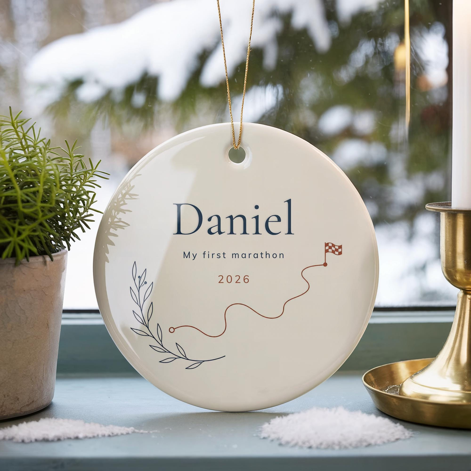 Personalized First Marathon Ornament – Custom Runner Name and Year, 3 Inch Ceramic Keepsake 1 - MeasureMason Personalized First Marathon Ornament – Custom Runner Name and Year, 3 Inch Ceramic Keepsake 1