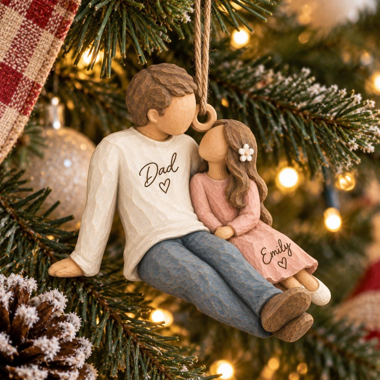 Personalized Dad and Daughter Christmas Ornament - Custom Name Father Daughter Keepsake Gift for Dad