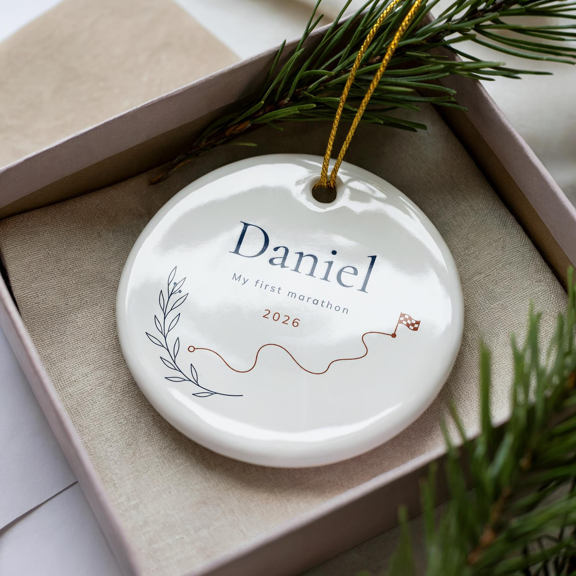 Personalized First Marathon Ornament – Custom Runner Name and Year, 3 Inch Ceramic Keepsake 2 - MeasureMason Personalized First Marathon Ornament – Custom Runner Name and Year, 3 Inch Ceramic Keepsake 2
