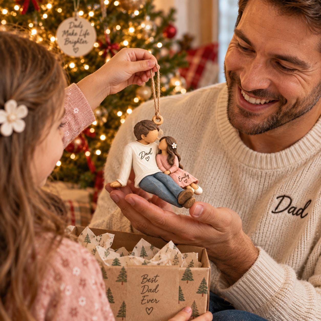 Personalized Dad and Daughter Christmas Ornament - Custom Name Father Daughter Keepsake Gift for Dad 4 - MeasureMason Personalized Dad and Daughter Christmas Ornament - Custom Name Father Daughter Keepsake Gift for Dad 4