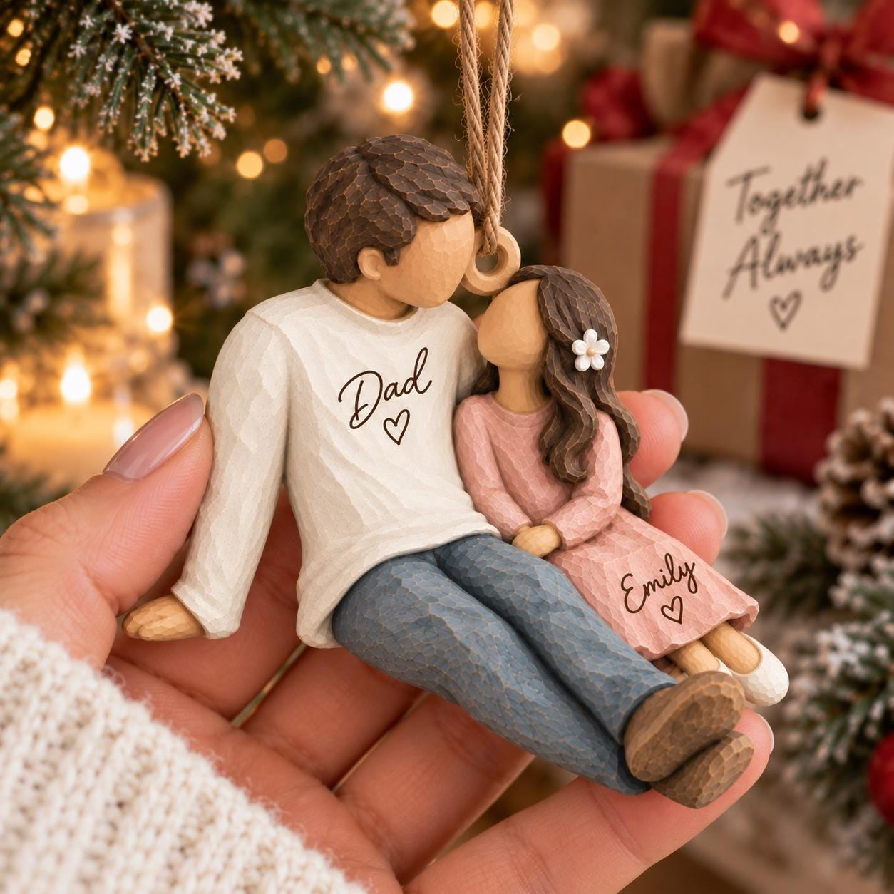 Personalized Dad and Daughter Christmas Ornament - Custom Name Father Daughter Keepsake Gift for Dad 2 - MeasureMason Personalized Dad and Daughter Christmas Ornament - Custom Name Father Daughter Keepsake Gift for Dad 2