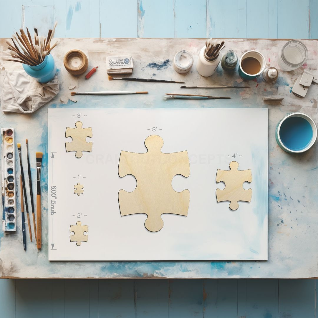 Jigsaw Puzzle Piece Unfinished Wood Cutout for Crafts and DIY Projects 3 - MeasureMason Jigsaw Puzzle Piece Unfinished Wood Cutout for Crafts and DIY Projects 3