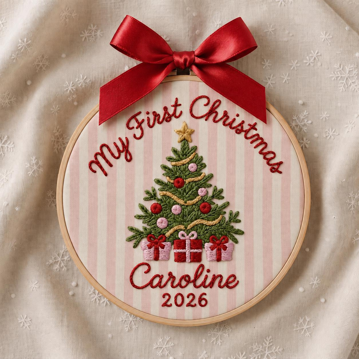 Personalized Embroidered Baby's First Christmas Ornament Custom Baby Name Hoop Nursery Wall Decor Baby Shower Gift Personalized Embroidered Baby's First Christmas Ornament Custom Baby Name Hoop Nursery Wall Decor Baby Shower Gift