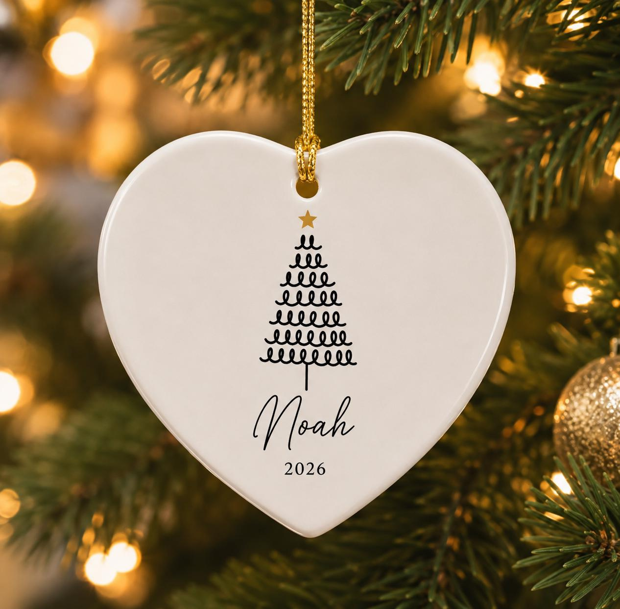 Personalized Ceramic Christmas Ornament - Custom Name and Year Minimalist Tree Ornament, Family Holiday Keepsake Gift 4 - MeasureMason Personalized Ceramic Christmas Ornament - Custom Name and Year Minimalist Tree Ornament, Family Holiday Keepsake Gift 4