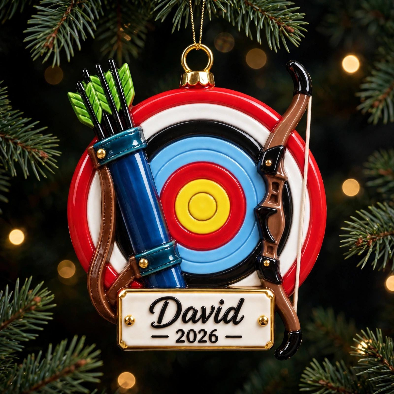 Personalized Archery Ornament - Custom Name 3D Relief Acrylic Christmas Ornament, Archer Bow and Arrow Gift Personalized Archery Ornament - Custom Name 3D Relief Acrylic Christmas Ornament, Archer Bow and Arrow Gift