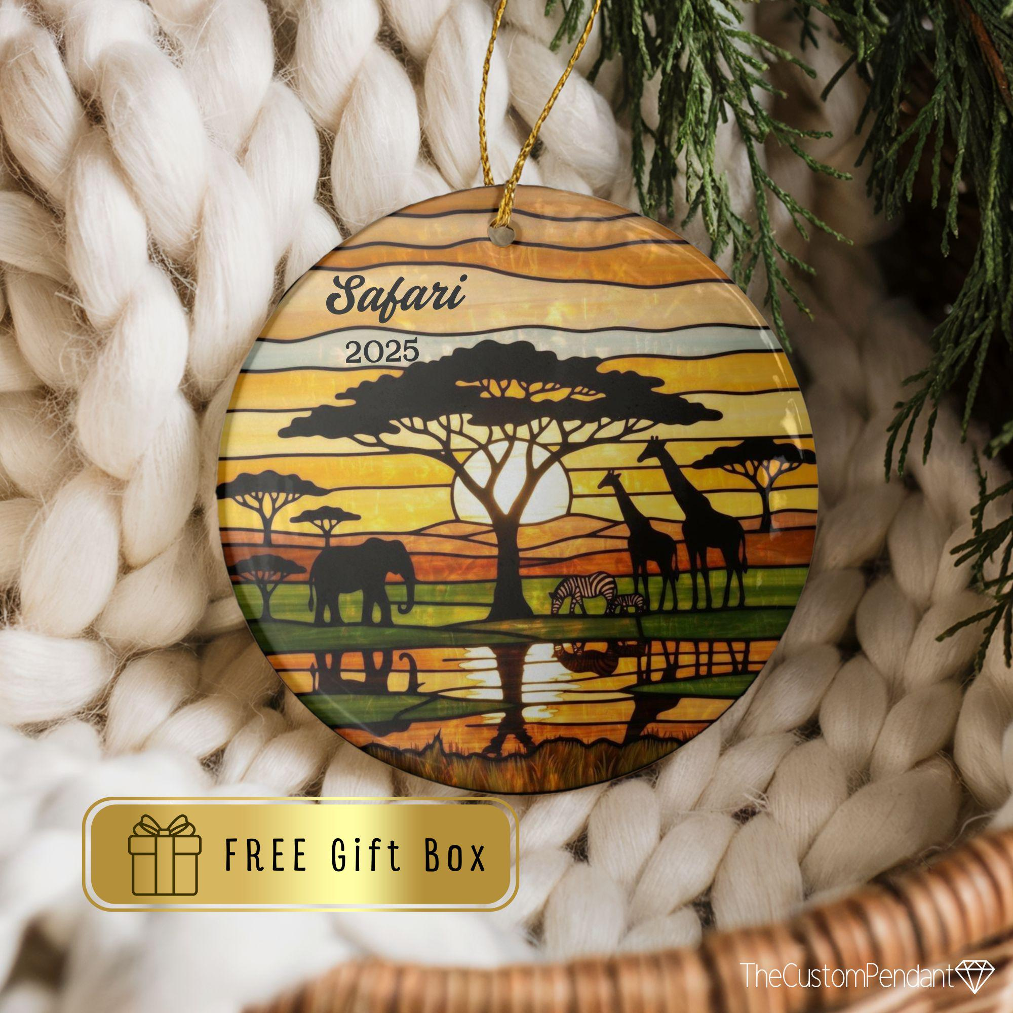 Personalized Africa Safari Ornament 2025 - Wildlife Christmas Keepsake, Elephant Giraffe Travel Souvenir Gift 4 - MeasureMason Personalized Africa Safari Ornament 2025 - Wildlife Christmas Keepsake, Elephant Giraffe Travel Souvenir Gift 4