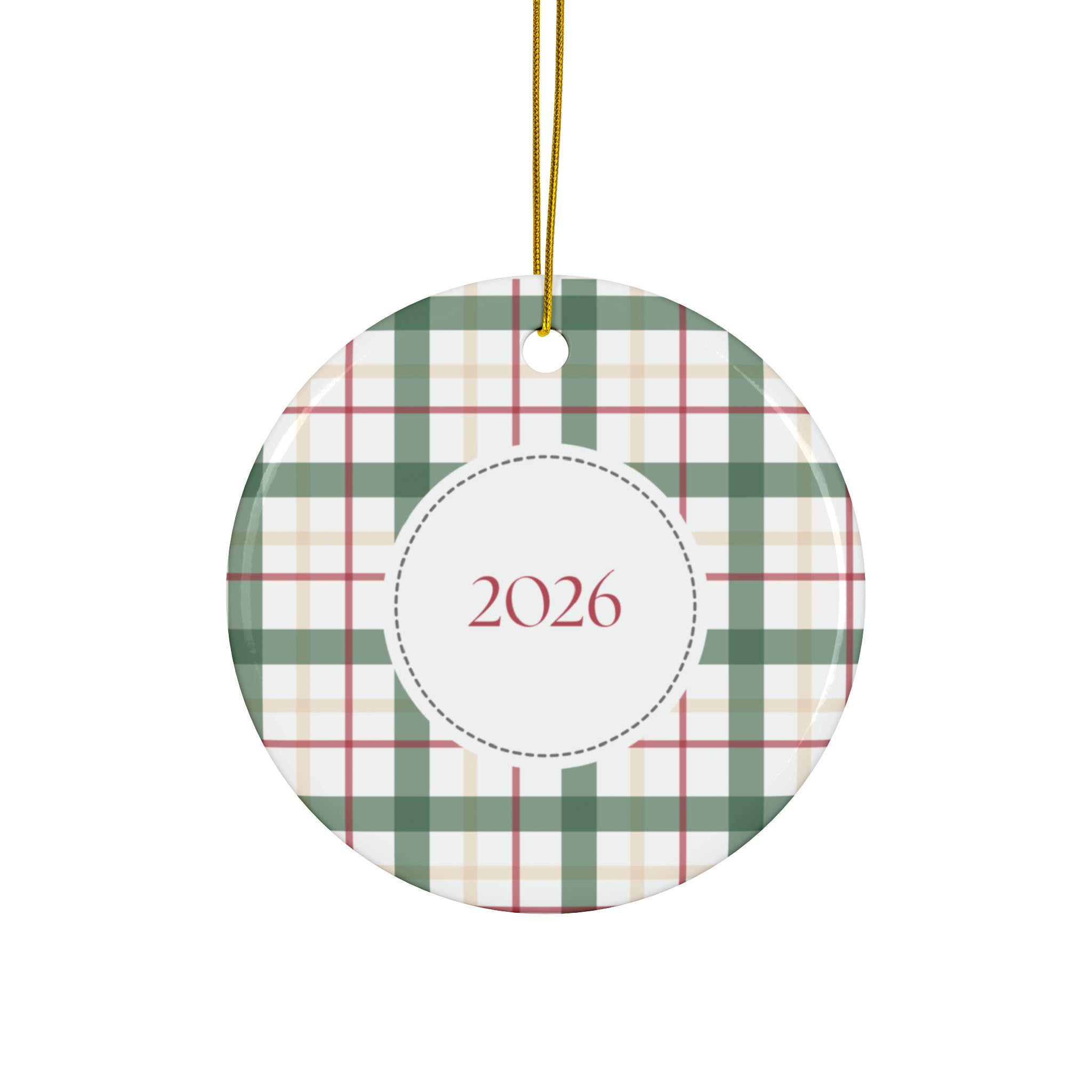 Personalized 2026 Ceramic Christmas Ornament, Double-Sided Circle Keepsake with Gold String 1 - MeasureMason Personalized 2026 Ceramic Christmas Ornament, Double-Sided Circle Keepsake with Gold String 1