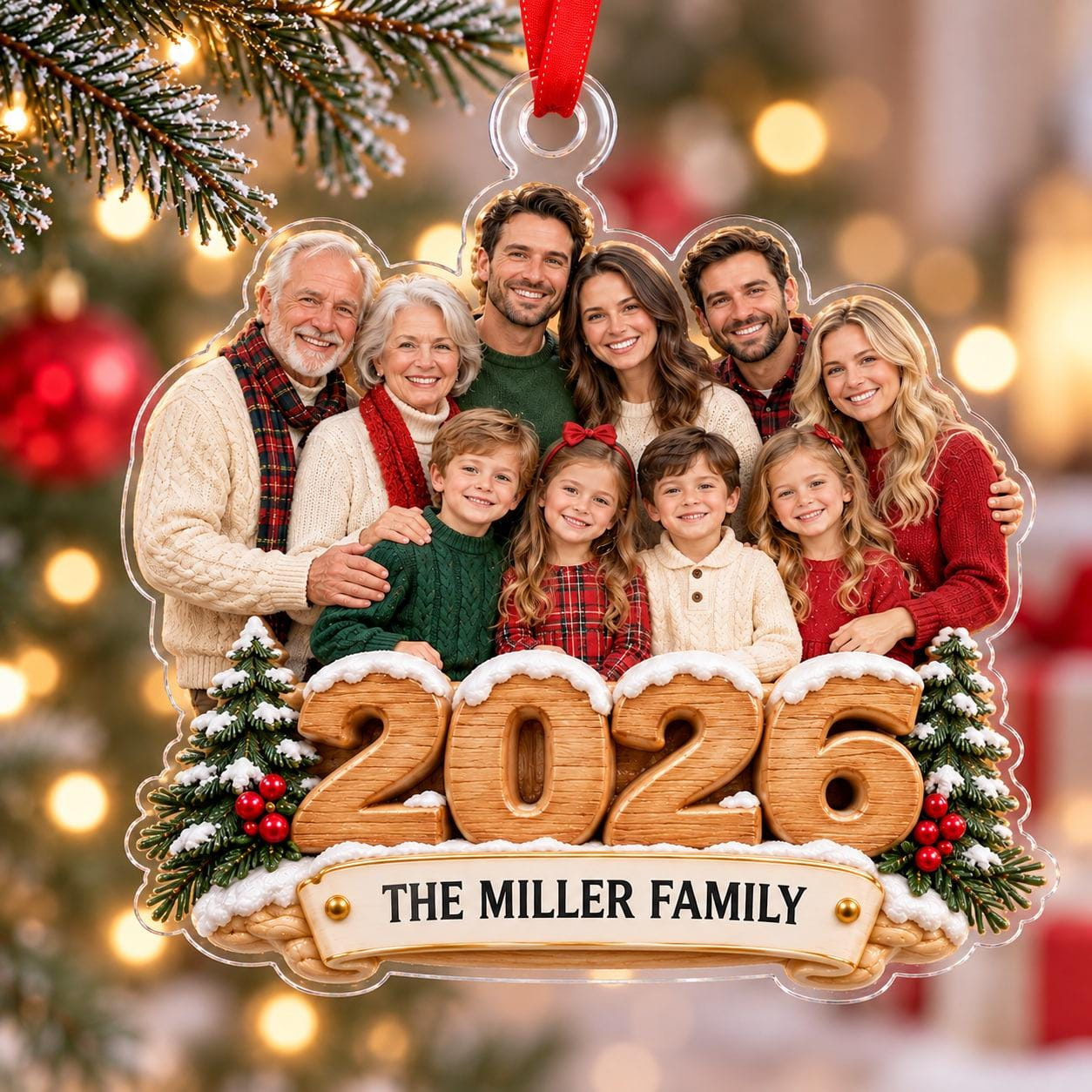 Custom Photo Acrylic Christmas Ornament - Personalized Family Portrait Keepsake, Holiday Gift