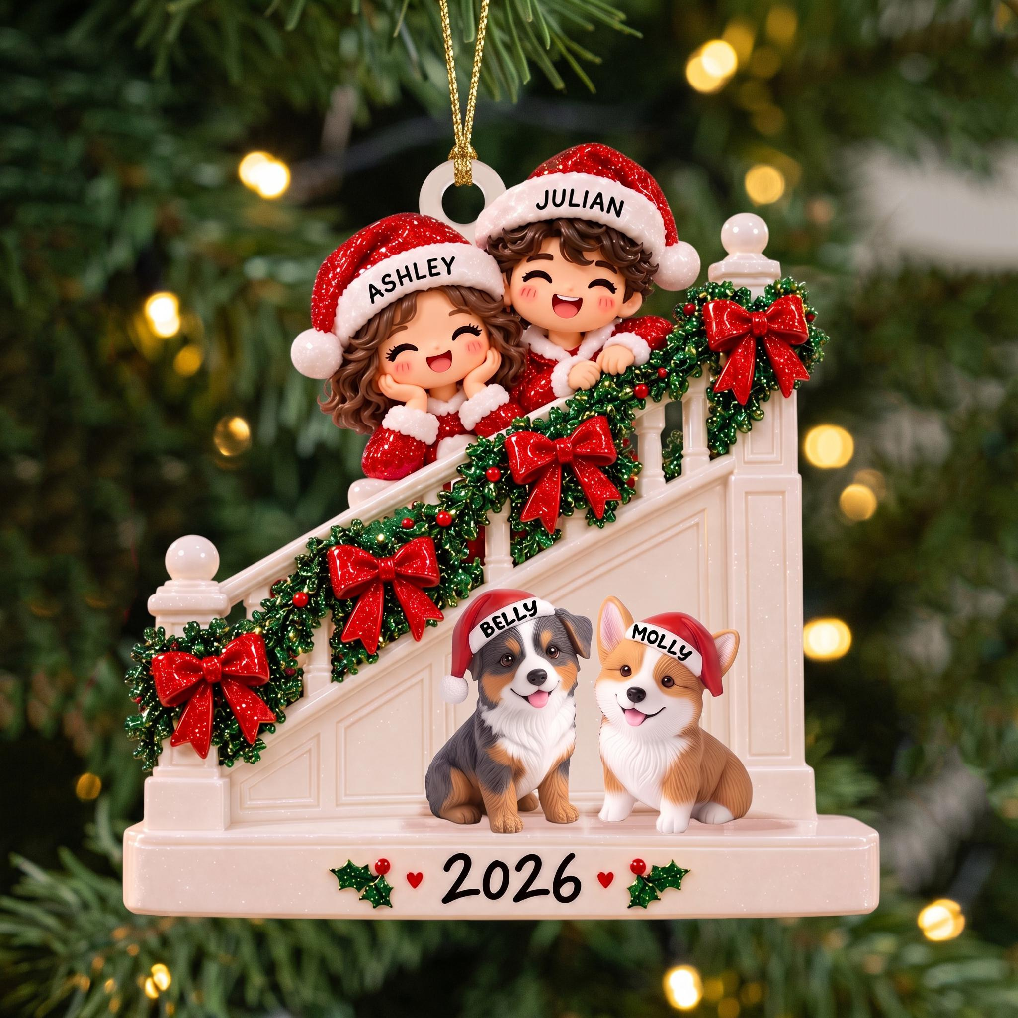 Custom Couple Christmas Ornament with Optional Pet, Personalized Name Ornament for Newlywed or Anniversary Custom Couple Christmas Ornament with Optional Pet, Personalized Name Ornament for Newlywed or Anniversary