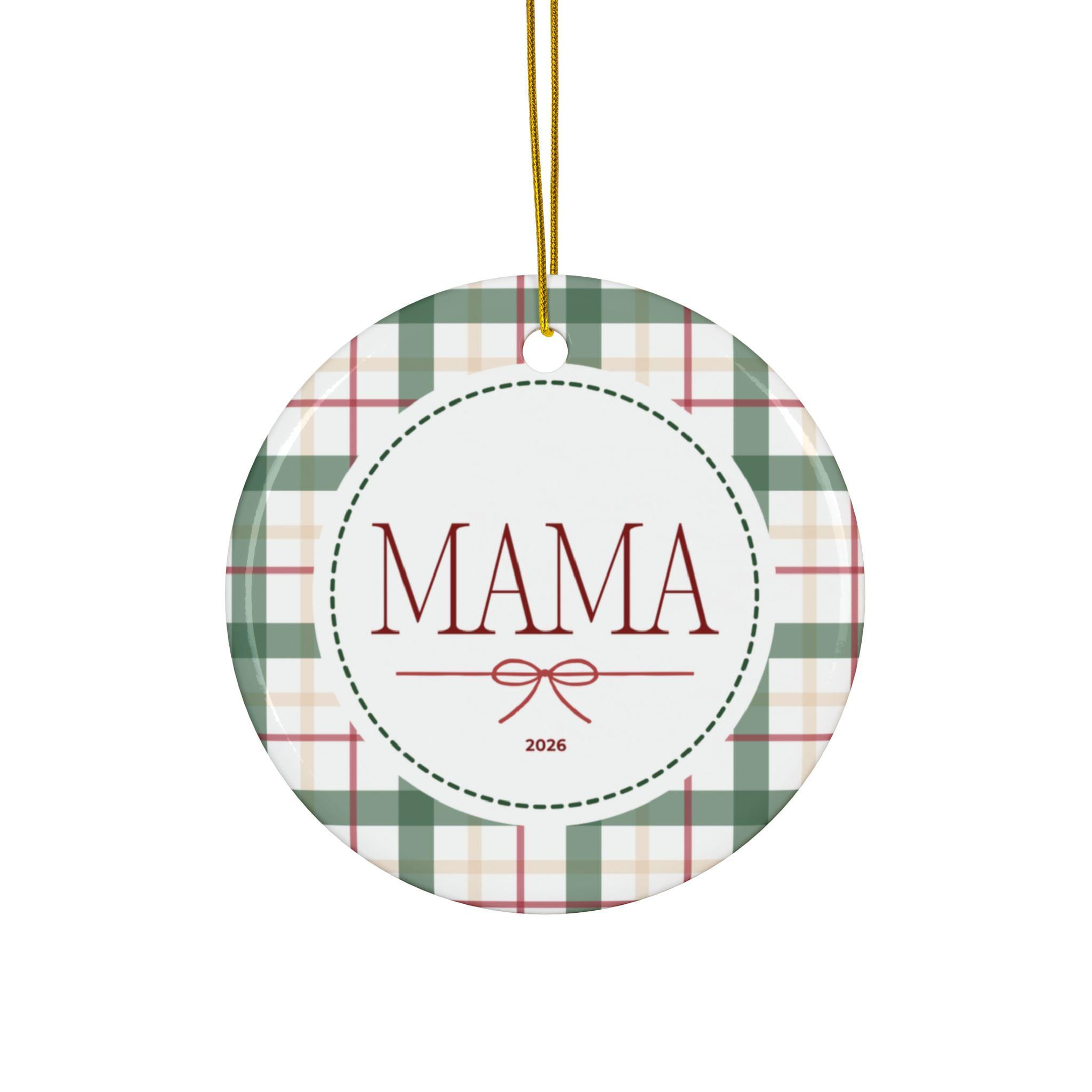 Personalized 2026 Ceramic Christmas Ornament, Double-Sided Circle Keepsake with Gold String