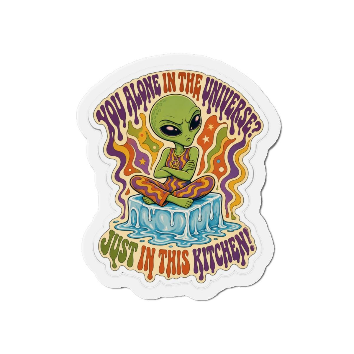 Alien Fridge Magnet Die-Cut Retro Space Decor for Kitchen and Locker 1