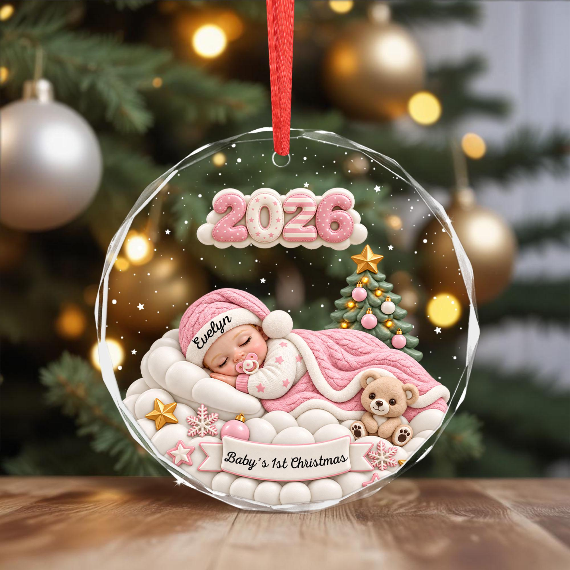 Personalized Baby's First Christmas Ornament 2026 - Custom Baby Name Newborn Keepsake for New Parents