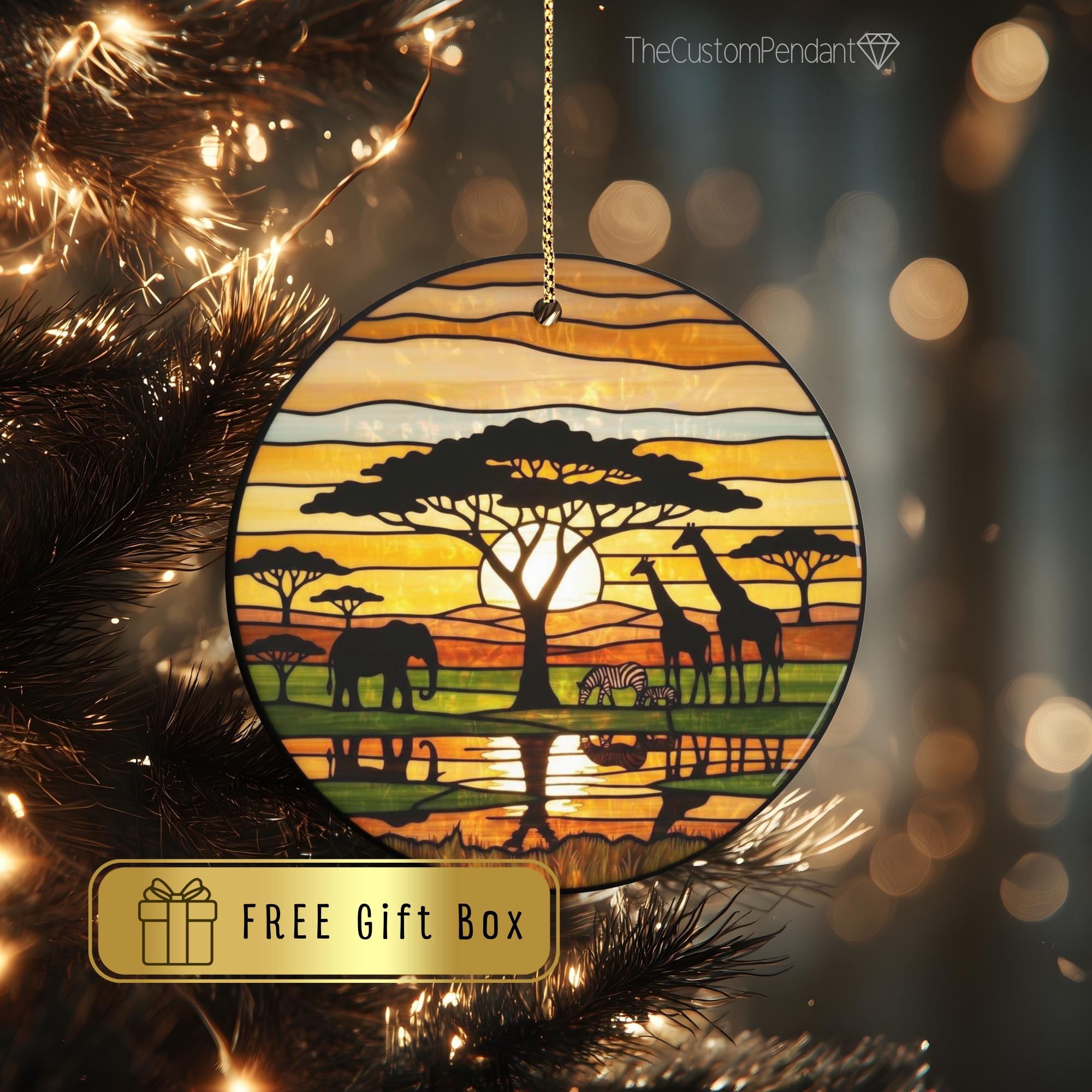 Personalized Africa Safari Ornament 2025 - Wildlife Christmas Keepsake, Elephant Giraffe Travel Souvenir Gift