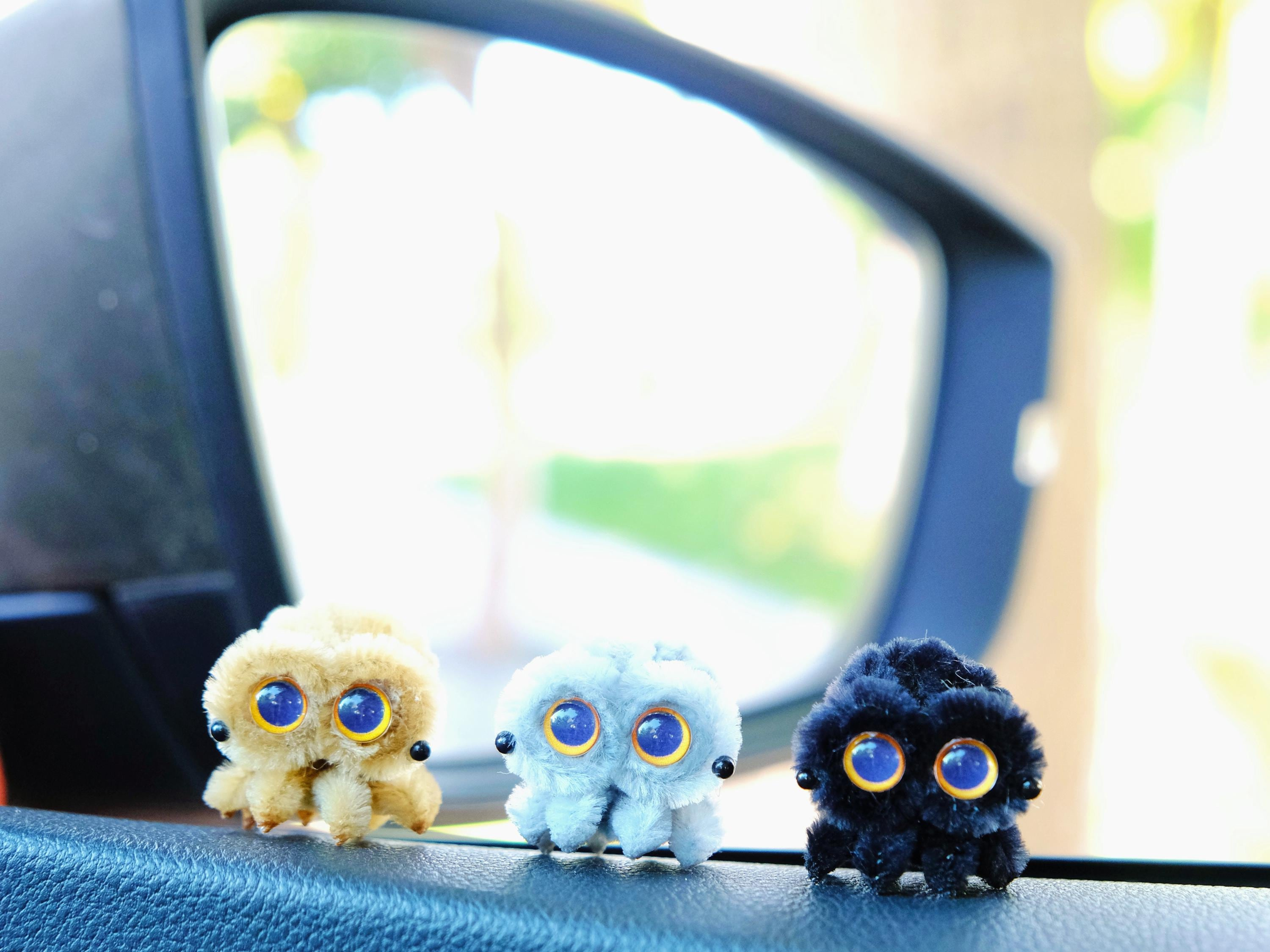 6 Pcs Mini Pipe Cleaner Spiders for Car Dashboard, Cute Chenille Rainbow Spider Charms for Women 1
