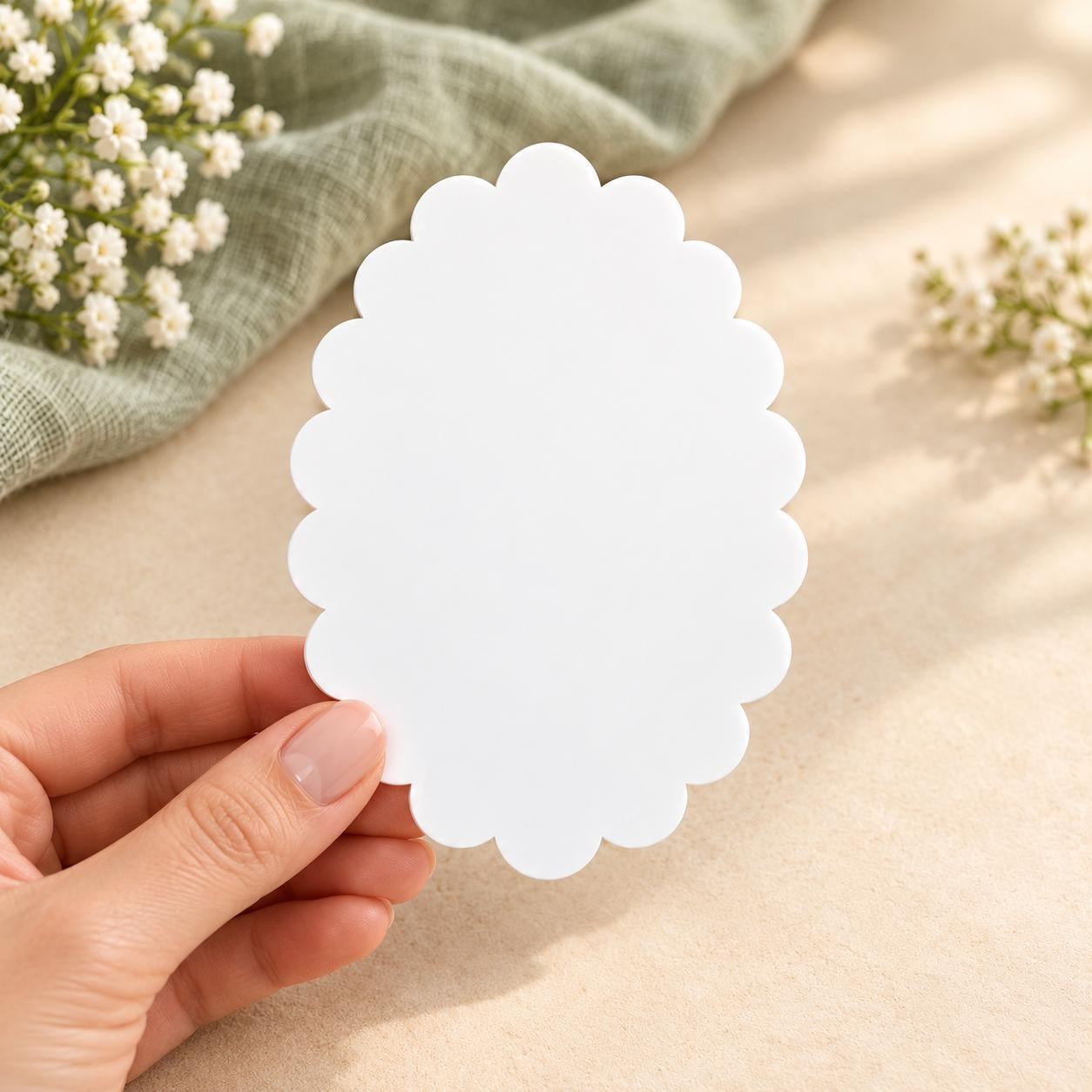 White Acrylic Scalloped Oval Blanks, Wavy Edge, 2-8 Inches, Pack of 10/20/40, Optional Hole 1 - MeasureMason White Acrylic Scalloped Oval Blanks, Wavy Edge, 2-8 Inches, Pack of 10/20/40, Optional Hole 1