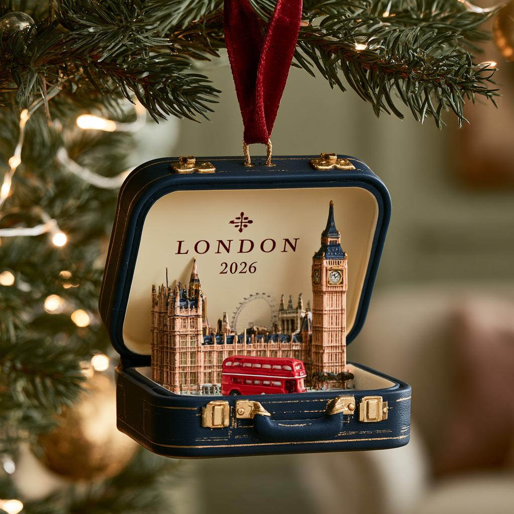 Personalized London Christmas Ornament 2026, Double-Sided Travel Keepsake, Acrylic or Plywood Personalized London Christmas Ornament 2026, Double-Sided Travel Keepsake, Acrylic or Plywood