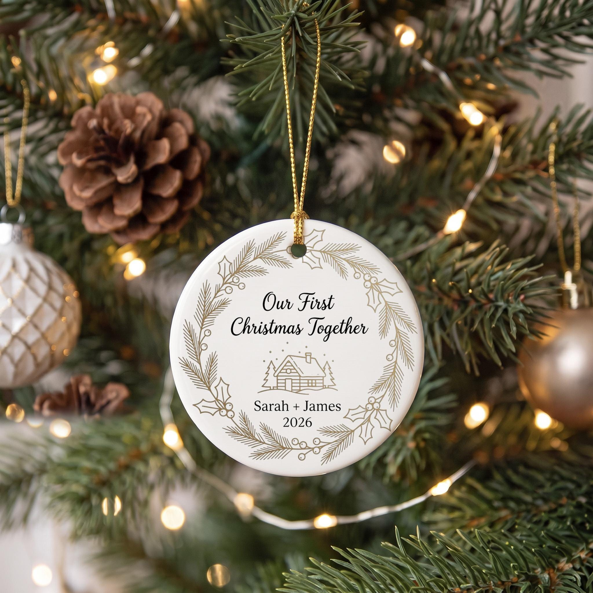 Personalized First Christmas Together Ornament, Custom Couple Names Ceramic Keepsake 2026
