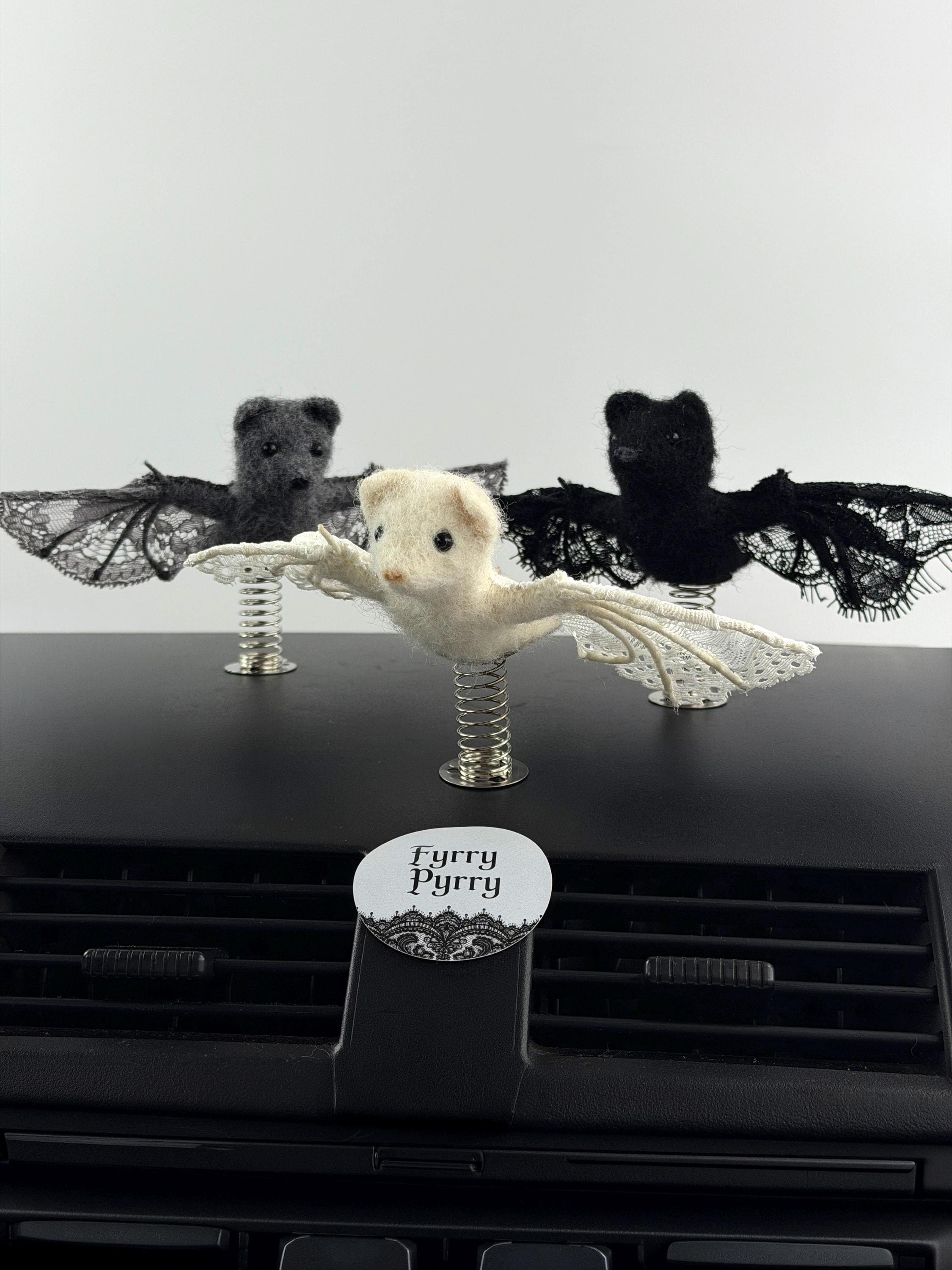 Gothic Bat Dashboard Decor with Lace Wings, Spooky Cute Car Accessory for Alt Style Fans 1