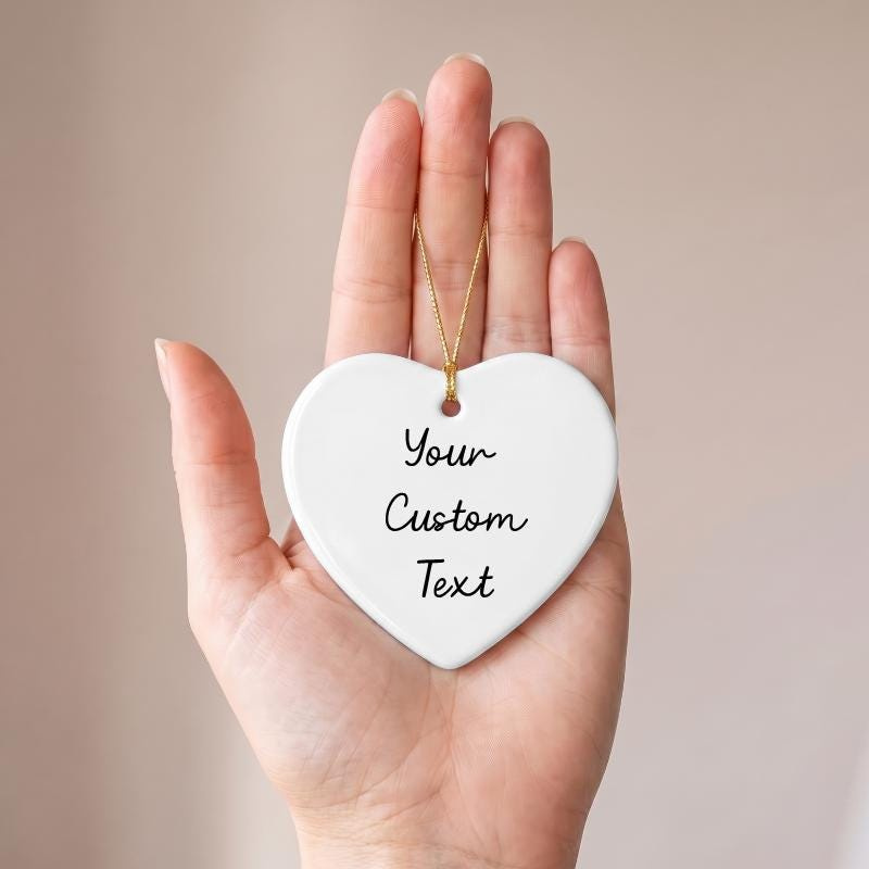 Personalized Heart Ceramic Ornament, Custom Name or Quote Keepsake 1 - MeasureMason Personalized Heart Ceramic Ornament, Custom Name or Quote Keepsake 1