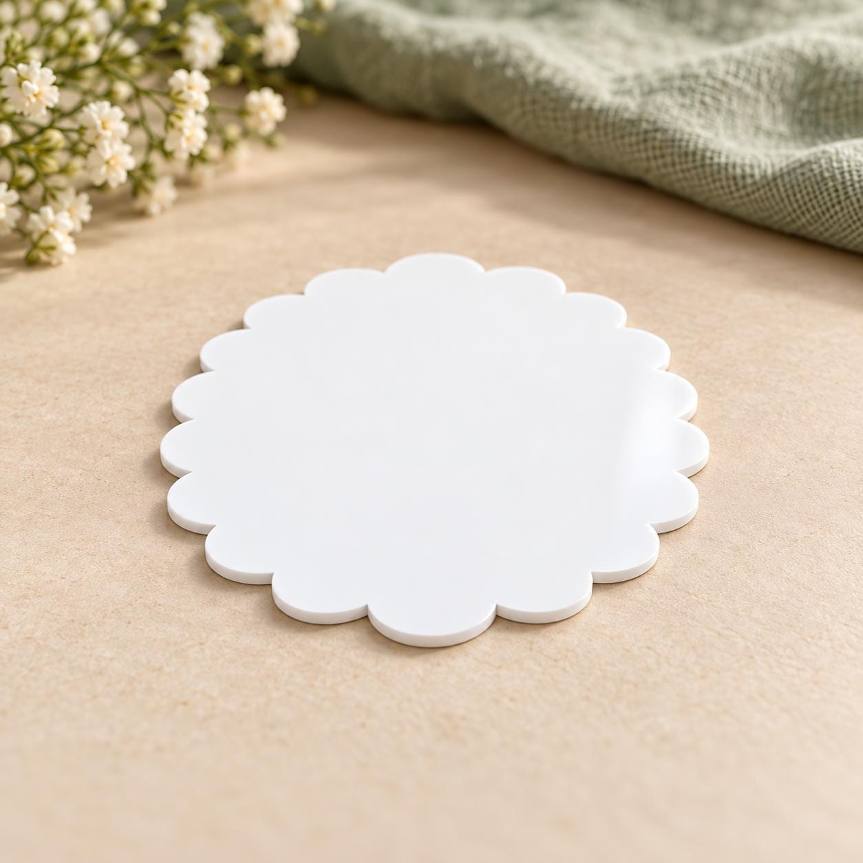 White Acrylic Scalloped Oval Blanks, Wavy Edge, 2-8 Inches, Pack of 10/20/40, Optional Hole 3 - MeasureMason White Acrylic Scalloped Oval Blanks, Wavy Edge, 2-8 Inches, Pack of 10/20/40, Optional Hole 3